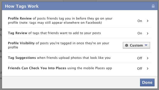 Facebook photo privacy settings