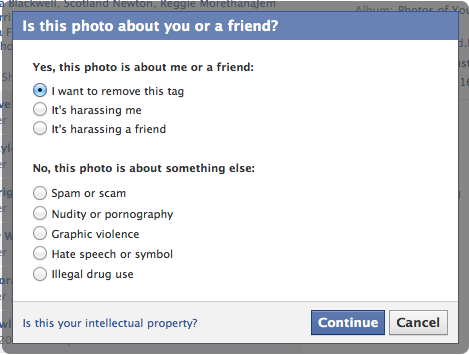 Facebook remove and report photo