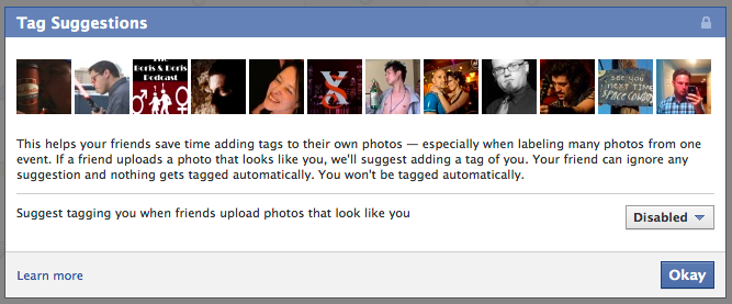 Facebook tag suggestions