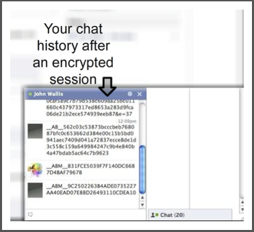 Encrypted facebook chat session