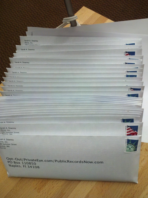 pile of DeleteMe letters