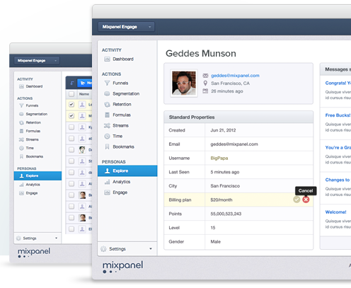 Mixpanel dashboard